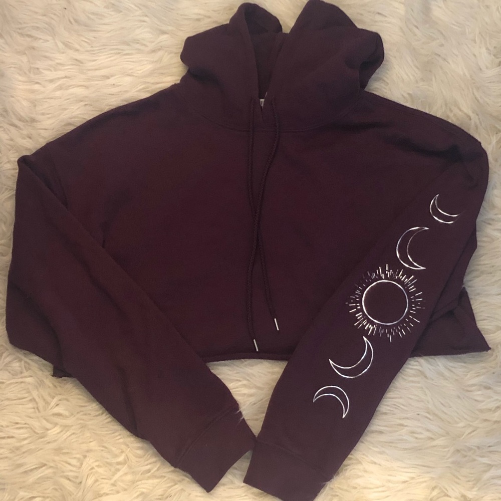Maroon Cropped Hoodie